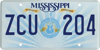 MS license plate ZCU204