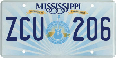 MS license plate ZCU206