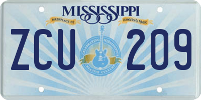 MS license plate ZCU209