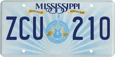 MS license plate ZCU210
