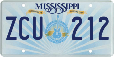 MS license plate ZCU212