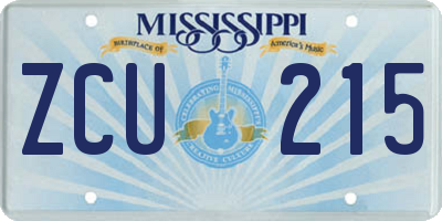 MS license plate ZCU215