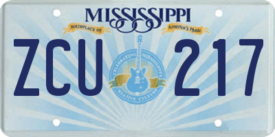 MS license plate ZCU217