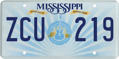 MS license plate ZCU219