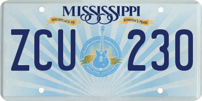 MS license plate ZCU230