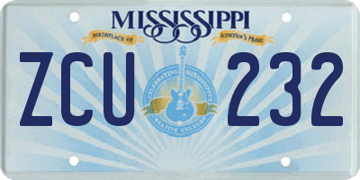 MS license plate ZCU232