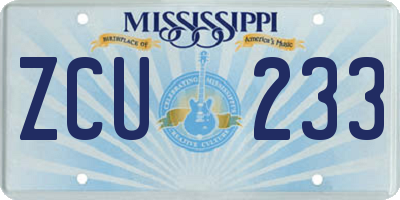 MS license plate ZCU233