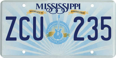 MS license plate ZCU235