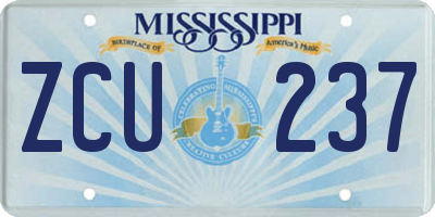 MS license plate ZCU237