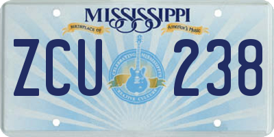 MS license plate ZCU238