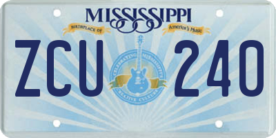 MS license plate ZCU240