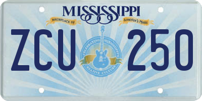 MS license plate ZCU250