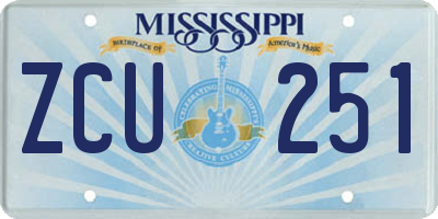 MS license plate ZCU251