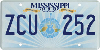 MS license plate ZCU252