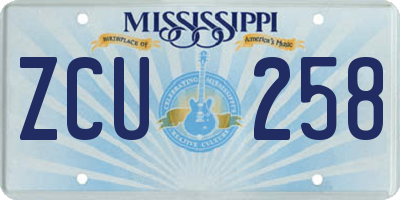 MS license plate ZCU258