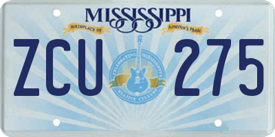 MS license plate ZCU275