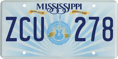MS license plate ZCU278