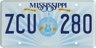 MS license plate ZCU280