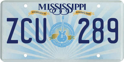 MS license plate ZCU289