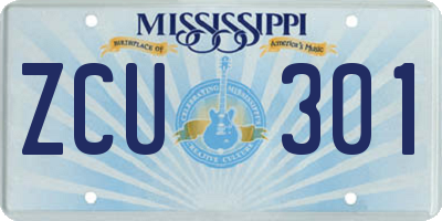 MS license plate ZCU301