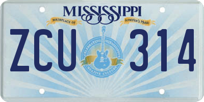 MS license plate ZCU314