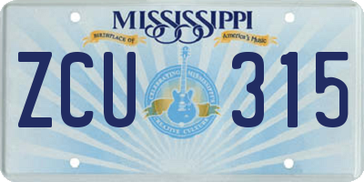 MS license plate ZCU315