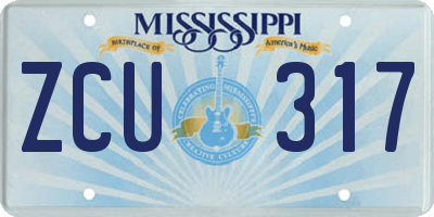 MS license plate ZCU317