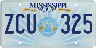 MS license plate ZCU325