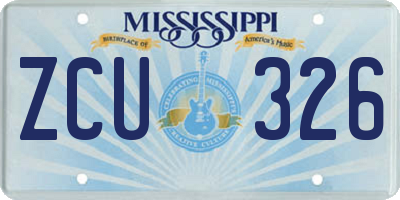 MS license plate ZCU326