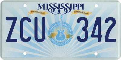 MS license plate ZCU342