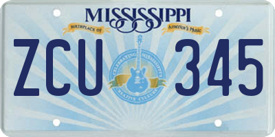 MS license plate ZCU345