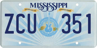 MS license plate ZCU351
