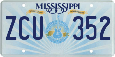 MS license plate ZCU352