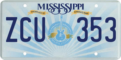 MS license plate ZCU353