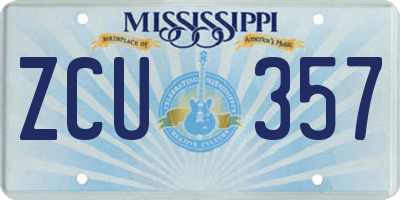 MS license plate ZCU357