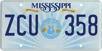 MS license plate ZCU358