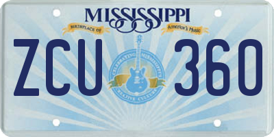 MS license plate ZCU360