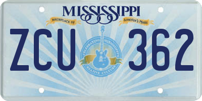 MS license plate ZCU362