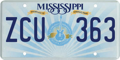 MS license plate ZCU363