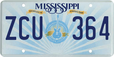 MS license plate ZCU364