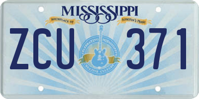 MS license plate ZCU371