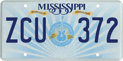 MS license plate ZCU372