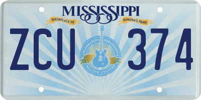 MS license plate ZCU374