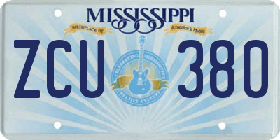 MS license plate ZCU380