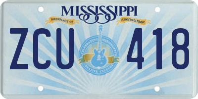 MS license plate ZCU418