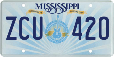MS license plate ZCU420
