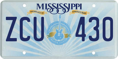 MS license plate ZCU430