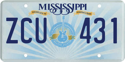 MS license plate ZCU431