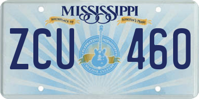 MS license plate ZCU460