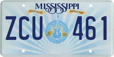 MS license plate ZCU461